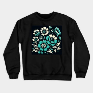 Turquoise Floral Illustration Crewneck Sweatshirt